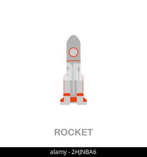 Rocket flat icon. Colored element sign from transport collection. Flat Rocket icon sign for web design, infographics and more. Stock Vector