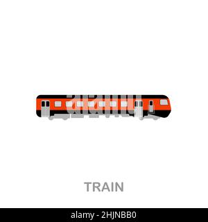 Train flat icon. Colored element sign from transport collection. Flat Train icon sign for web design, infographics and more. Stock Vector