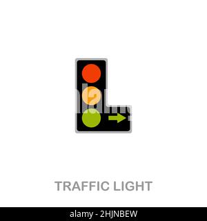 Traffic Light flat icon. Colored element sign from transport collection. Flat Traffic Light icon sign for web design, infographics and more. Stock Vector
