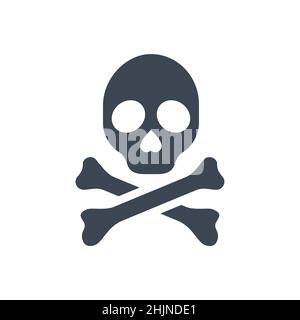 Skull and bones related vector glyph icon Stock Vector