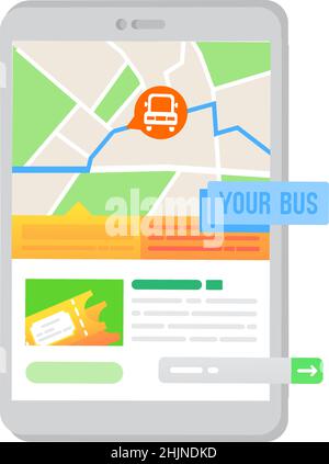 Transport tracker app icon, bus tracking vector Stock Vector