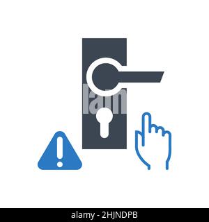 Do not touch door handle related vector glyph icon Stock Vector