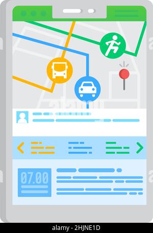 Tracker mobile app icon transport modes in phone Stock Vector