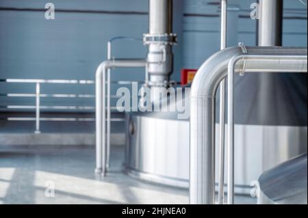 Heavy duty steel pipelines for pumping liquids. Stock Photo