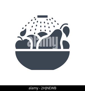 Wash fruits related vector glyph icon Stock Vector
