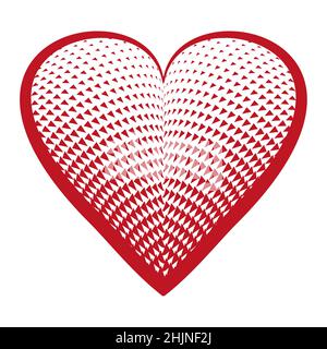 Red vector heart in halftone style with triangles. Stock Vector