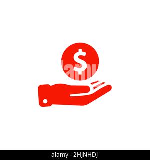 Finance icon. Currency in hand icon. Stock Photo