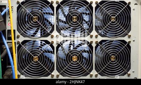 Computer Ventilation and Cooling Fans Close Up. Computing Technology ...