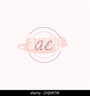 Initial letter alphabet AE watercolor logo icon, Feminine signature luxury logo design template Vector Stock Vector
