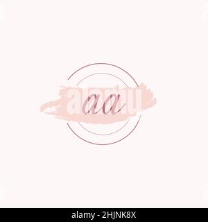 Initial letter alphabet AA watercolor logo icon, Feminine signature luxury logo design template Vector Stock Vector