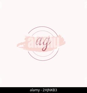 Initial letter alphabet AG watercolor logo icon, Feminine signature luxury logo design template Vector Stock Vector