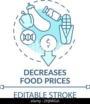 Decreases food prices turquoise concept icon Stock Vector