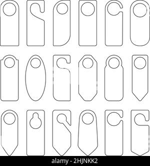 Set of contours of door hangers, vector illustration Stock Vector