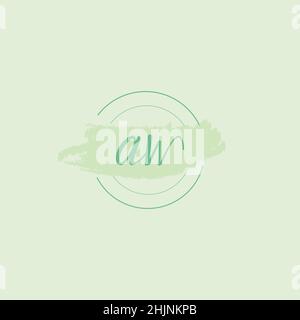Initial letter alphabet AW watercolor logo icon, Feminine signature luxury logo design template Vector Stock Vector