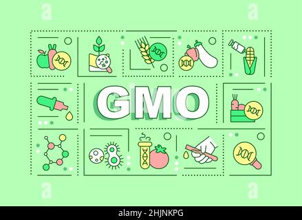 GMO word concepts green banner Stock Vector