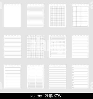 Set of note paper sheets, vector illustration Stock Vector