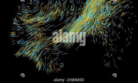 Vortex from green leaves. Spiral shiny partic Abstract animation of beautiful vortex of multicolored particles rotating on the black background. Amazi Stock Photo