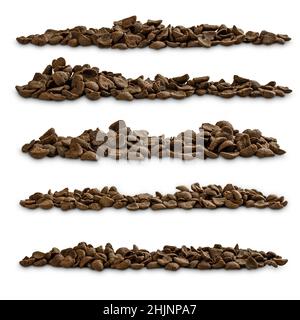 Set pile of dry dog food isolated on white background Stock Photo