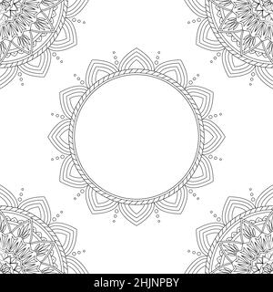 Background with floral mandalas, coloring book, vector illustration Stock Vector