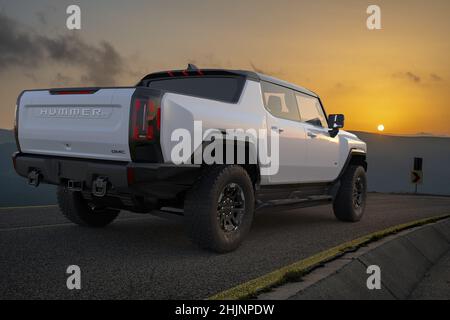 GMC HUMMER EV PICKUP on the road Stock Photo