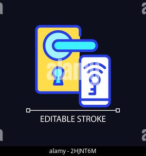 Smart locks pixel perfect RGB color icon for dark theme Stock Vector