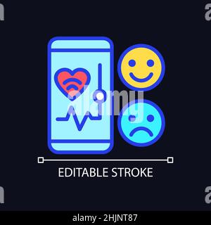 Mood monitoring pixel perfect RGB color icon for dark theme Stock Vector