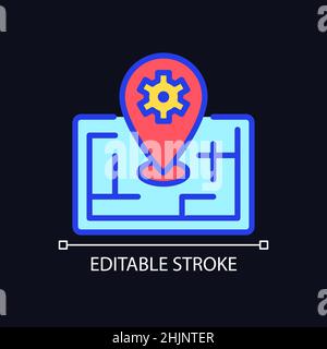 Smart mapping technology pixel perfect RGB color icon for dark theme Stock Vector