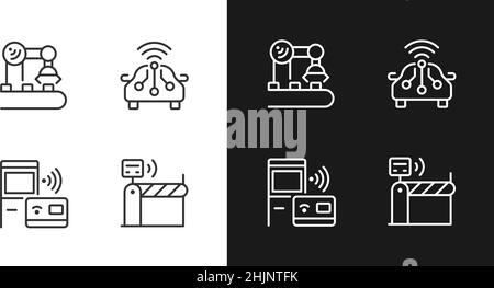 Wireless technologies pixel perfect light and dark theme color icons set Stock Vector