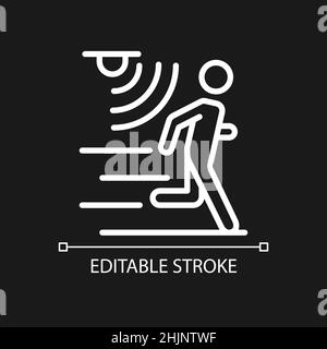 Motion detection pixel perfect white linear icon for dark theme Stock Vector