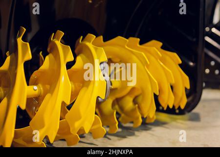 close up on snow blower for snow removal in winter Stock Photo