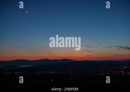 Cityscape at sunset, Seferihisar, Turkey Stock Photo