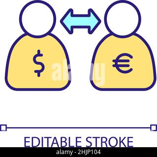 Foreign currency exchange RGB color icon Stock Vector