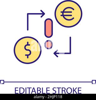 Currency exchange risks RGB color icon Stock Vector