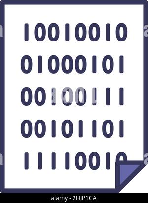 Sheet With Binary Code Icon. Editable Bold Outline With Color Fill Design. Vector Illustration. Stock Vector