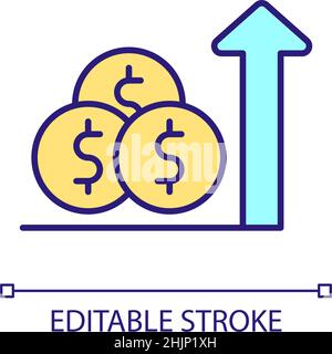 Income growth RGB color icon Stock Vector
