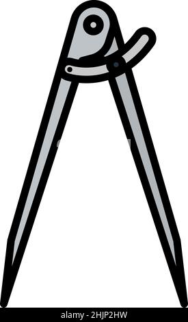 Compasses Icon. Editable Bold Outline With Color Fill Design. Vector Illustration. Stock Vector