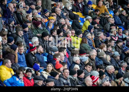 Wimbledon, UK. 19th Jan, 2022. Supporters during the Betfred Championship match between London Broncos and Widnes Vikings at the Cherry Red Records Stadium, Plough Lane, Wimbledon, England on 30 January 2022. Photo by David Horn. Credit: PRiME Media Images/Alamy Live News Stock Photo