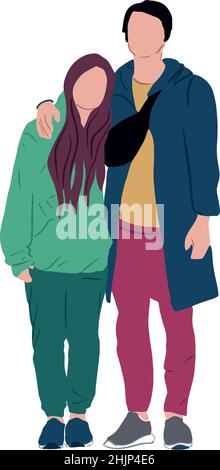 man and woman stay in pose in full length Stock Vector
