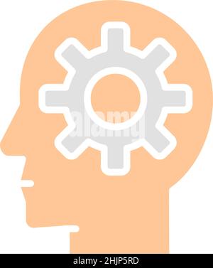 Digital Brain in Gear outline icon - vector AI or ML concept symbol in ...