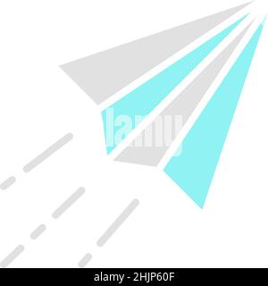 Vector paper plane, origami airplane white line icon. Stock Vector