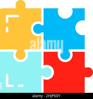 Vector puzzle, simple solutions, compatibility, solving problem white line icon. Stock Vector