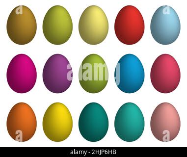 Set easter eggs with realistic effect on white background, 3d effect. Vector isolated illustration Stock Vector