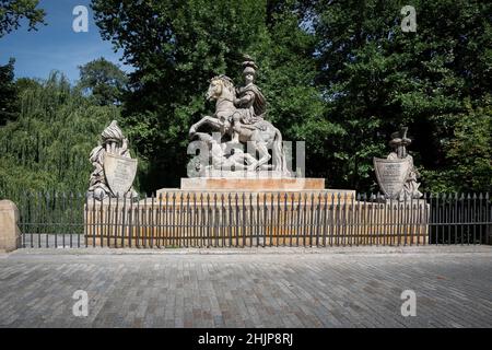 Monument to King Jan III Sobieski at Lazienki Park - Warsaw, Poland Stock Photo