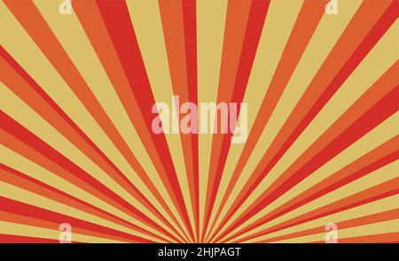 retro style orange, red and yellow sunburst background, vector illustration Stock Vector