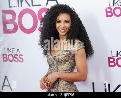 FILE: New York, United States. 31st Jan, 2022. Cheslie Kryst arrives on the red carpet at the world premiere of 'Like A Boss' at SVA Theater on Tuesday, January 7, 2020 in New York City. Authorities say Kryst, the 2019 winner of the Miss USA pageant, died Sunday after jumping from a 60-story building at 350 W. 42nd Street in New York City. Photo by John Angelillo/UPI Credit: UPI/Alamy Live News Stock Photo