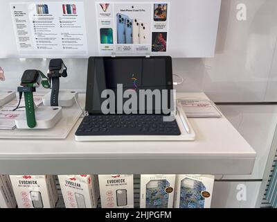Orlando, FL USA - October 19, 2021: A display of a powerful Apple iPad Pro at a T Mobile Store in Orlando, Florida Stock Photo