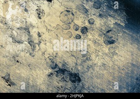 Old steel surface covered with black spots, textured background. Stock Photo