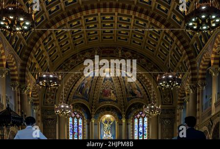 Bangkok, Thailand - Feb 2, 2020 : The Interior Architecture Of The Assumption Cathedral Bangkok or Assumption Cathedral. The Roman Catholic Church of Stock Photo