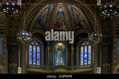 Bangkok, Thailand - Feb 2, 2020 : The Interior Architecture Of The Assumption Cathedral Bangkok or Assumption Cathedral. The Roman Catholic Church of Stock Photo