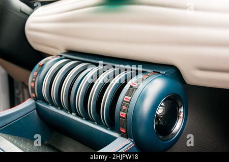 Interior of a BYD Yuan Plus as pictured on a test drive in Shanghai, China. Stock Photo